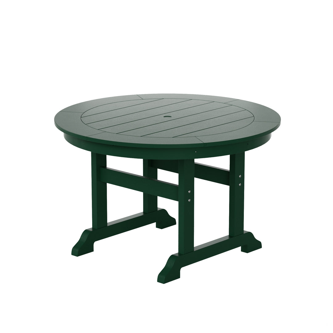 Malibu 5-Piece HDPE Round Patio Dining Table Set with Foldable Chairs
