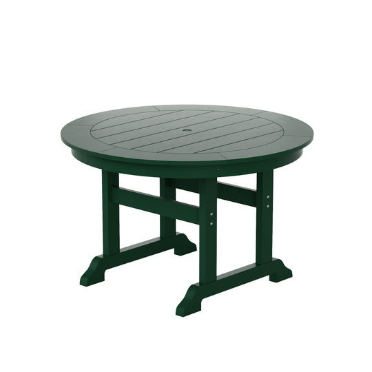 Malibu 5-Piece HDPE Round Patio Dining Table Set with Foldable Chairs