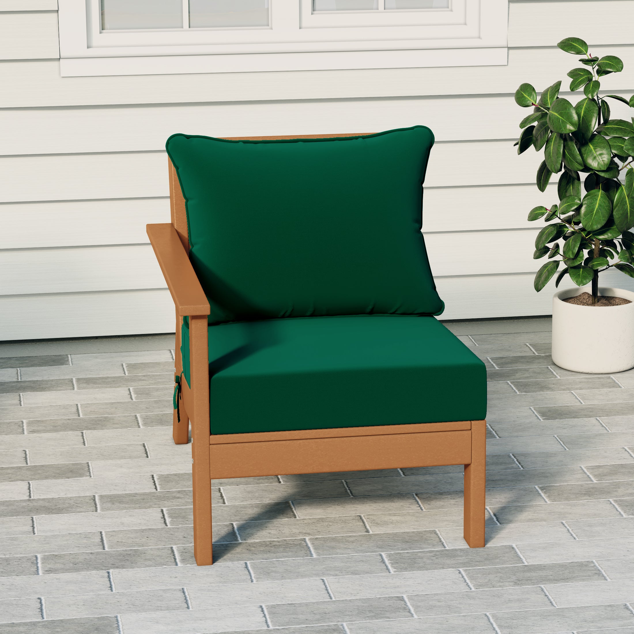 Avalon Outdoor Patio HDPE Left Arm Sectional Corner Club Chair with Patio Cushions