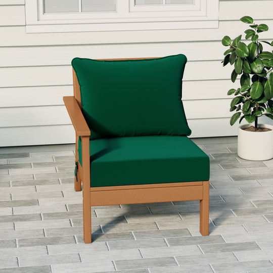 Avalon Outdoor Patio HDPE Left Arm Sectional Corner Club Chair with Patio Cushions