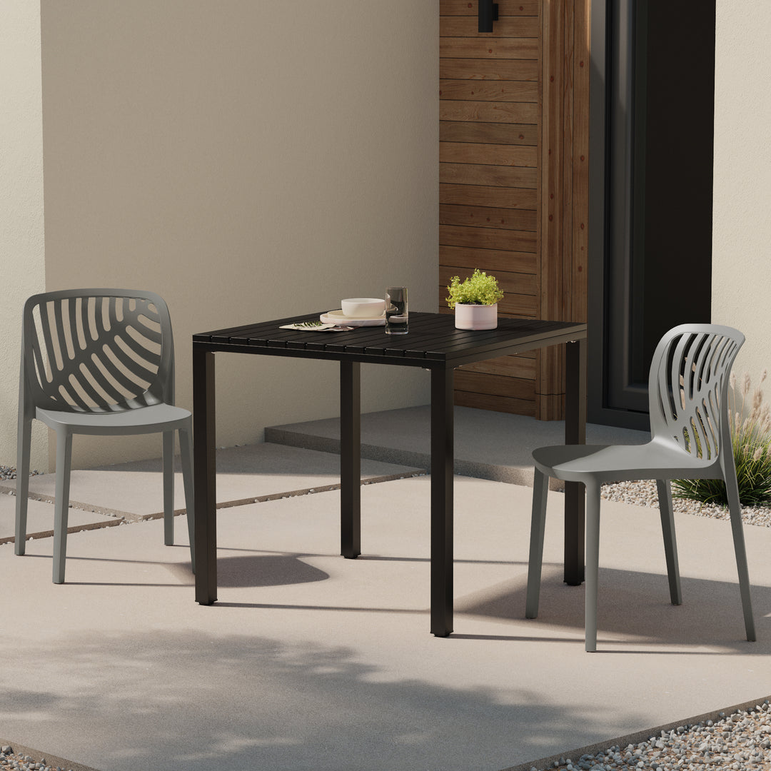 Playa Outdoor Modern Stackable Polypropylene Plastic Patio Bistro Dining Side Chairs (Set of 2)