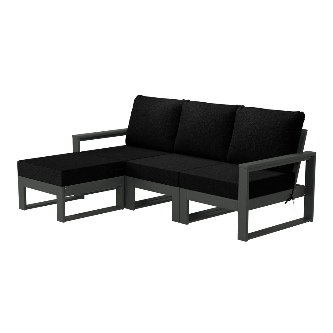 Montara Outdoor 4-Piece HDPE L-Shaped Modular Patio Sofa Furniture Set