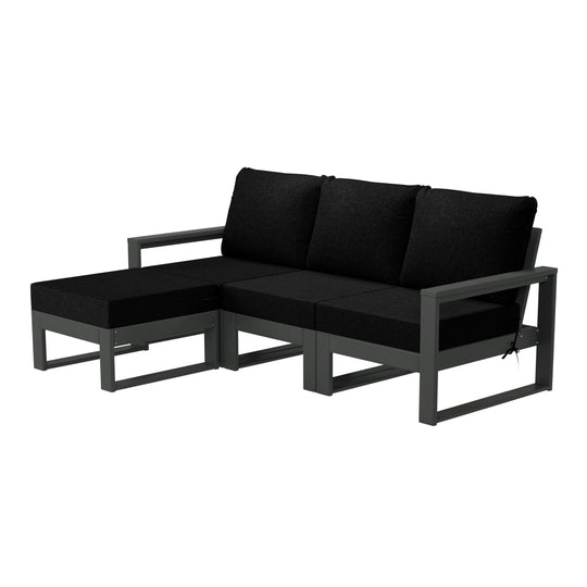 Montara Outdoor 4-Piece HDPE L-Shaped Modular Patio Sofa Furniture Set