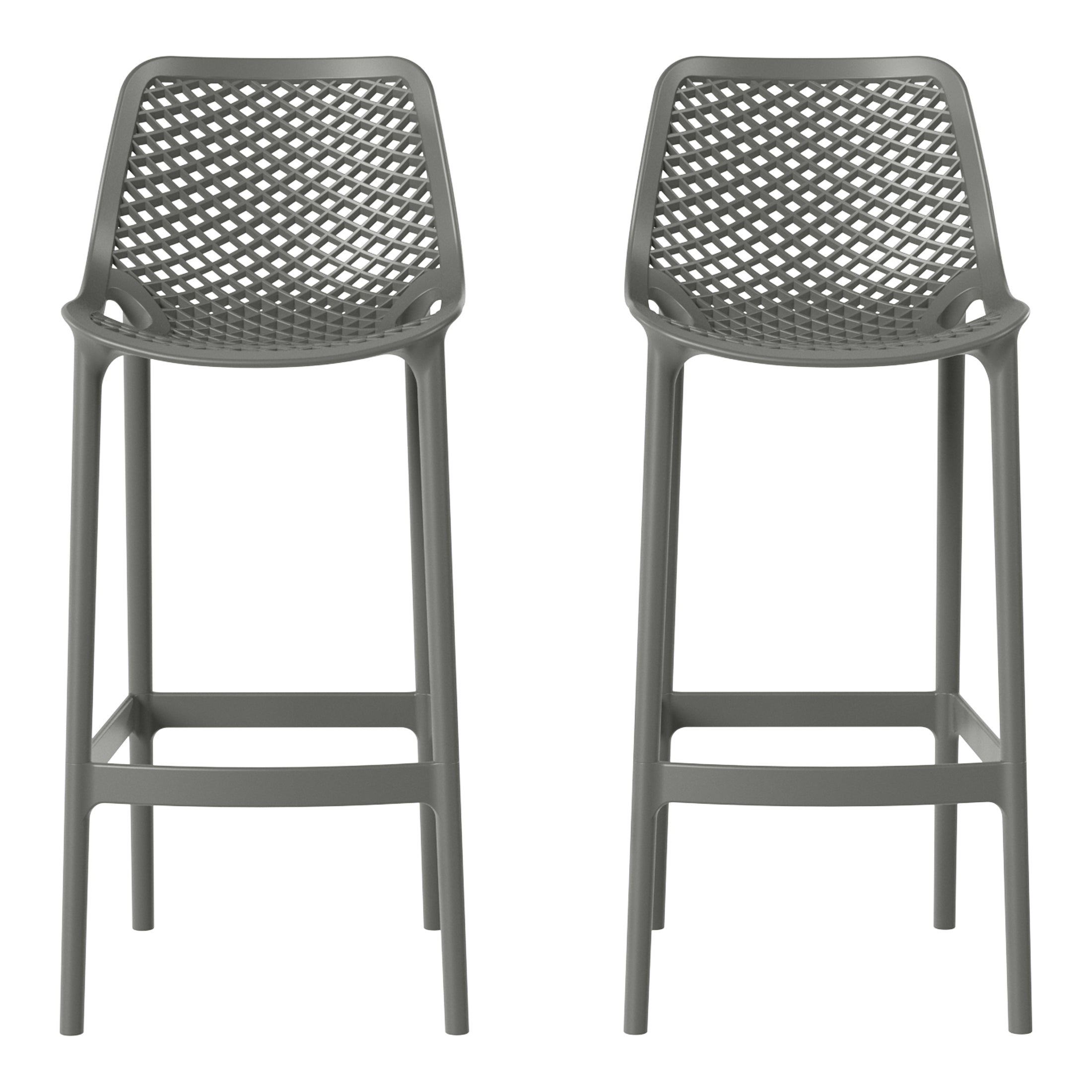 Playa 41.75" Outdoor Modern Polypropylene Plastic Patio Bar Height Stools (Set of 2)