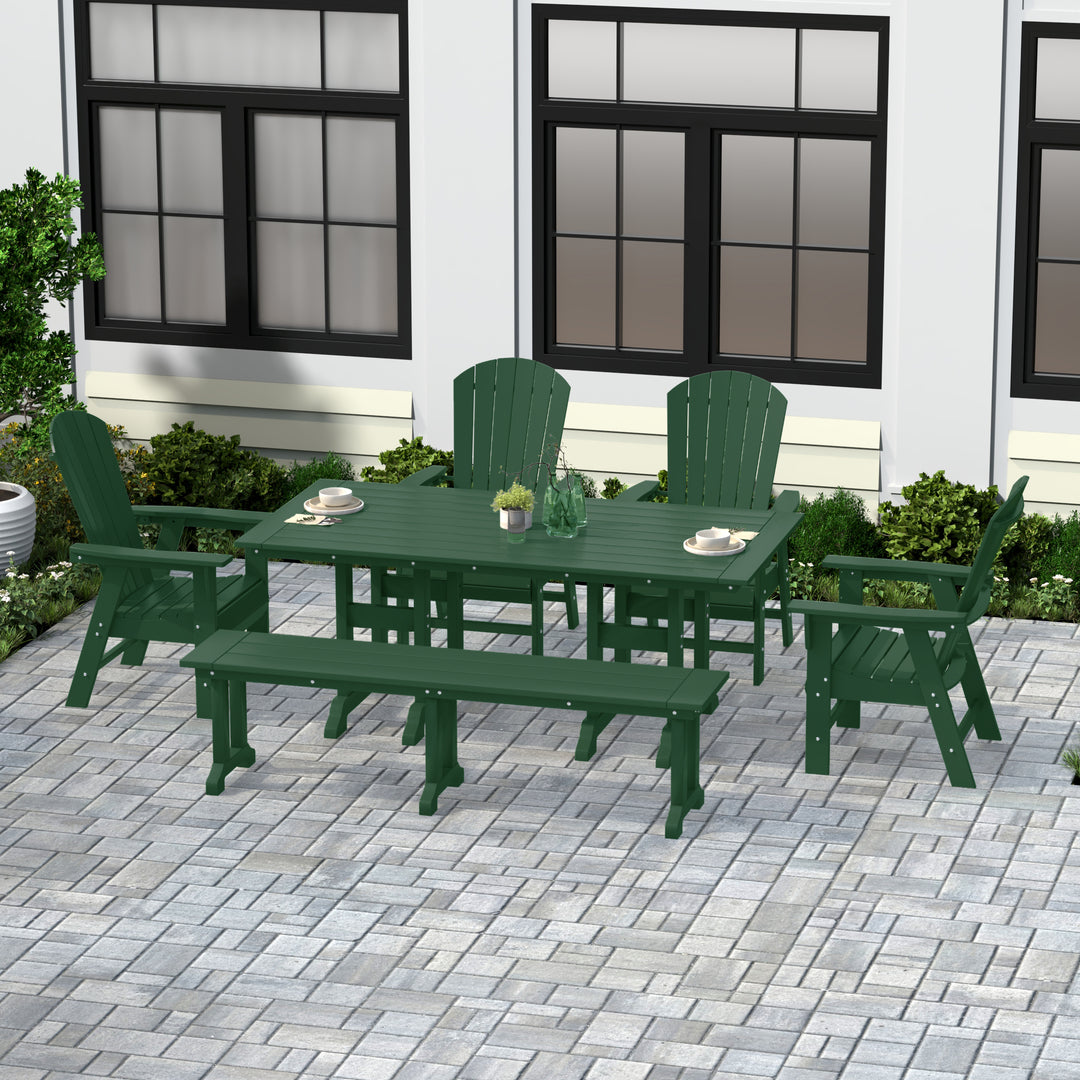 Dylan 6 Piece Outdoor Patio Dining Table and Armchair Dining Bench Set