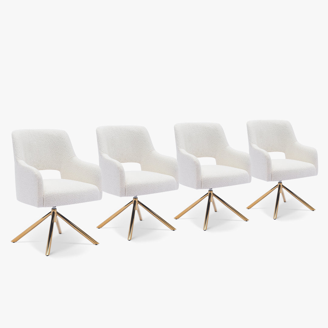 Genevieve Mid-Century Modern Wide Boucle Swivel Accent Arm Chair (Set of 4)