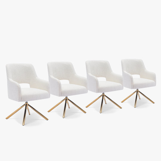 Genevieve Mid-Century Modern Wide Boucle Swivel Accent Arm Chair (Set of 4)
