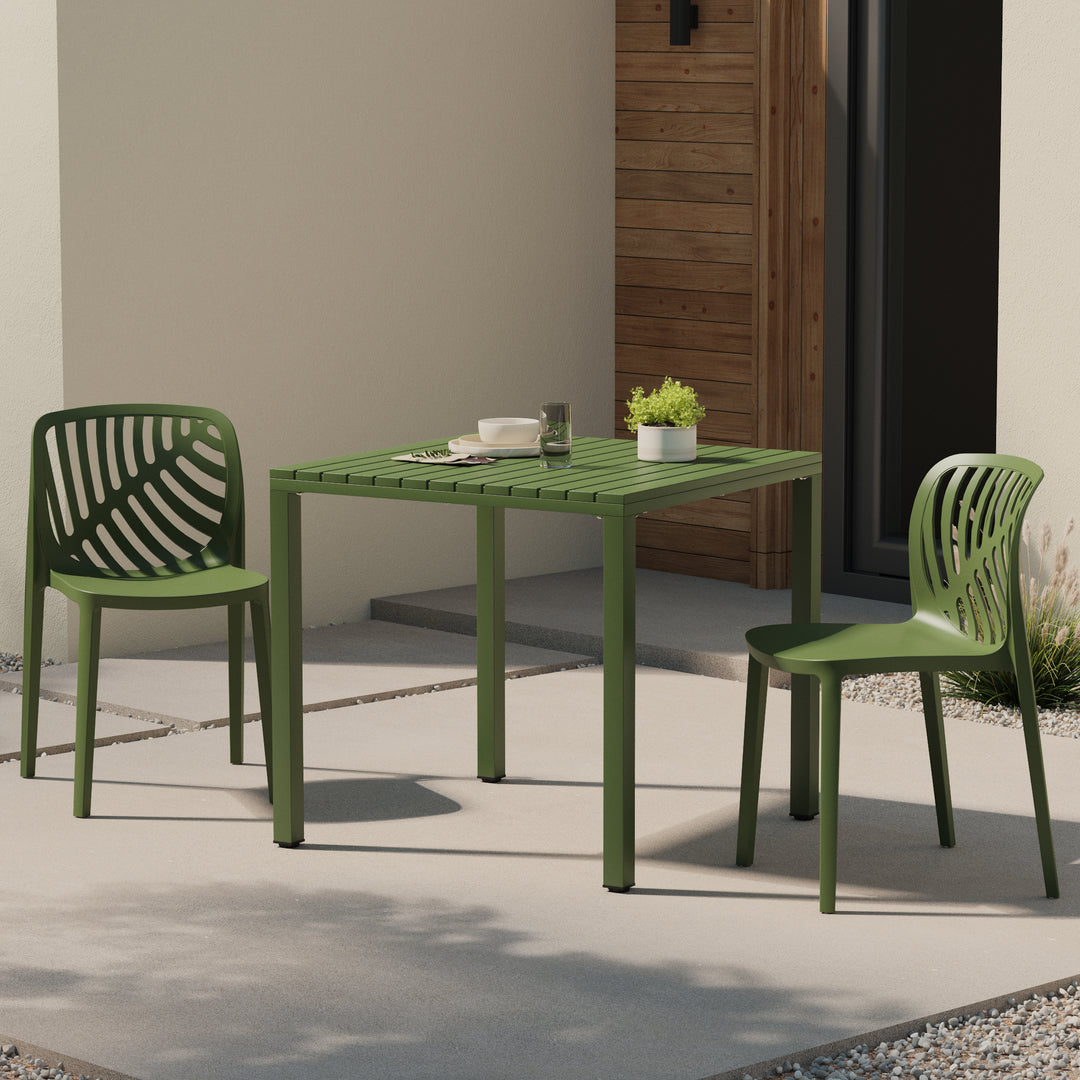 Playa Outdoor Modern Stackable Polypropylene Plastic Patio Bistro Dining Side Chairs (Set of 2)