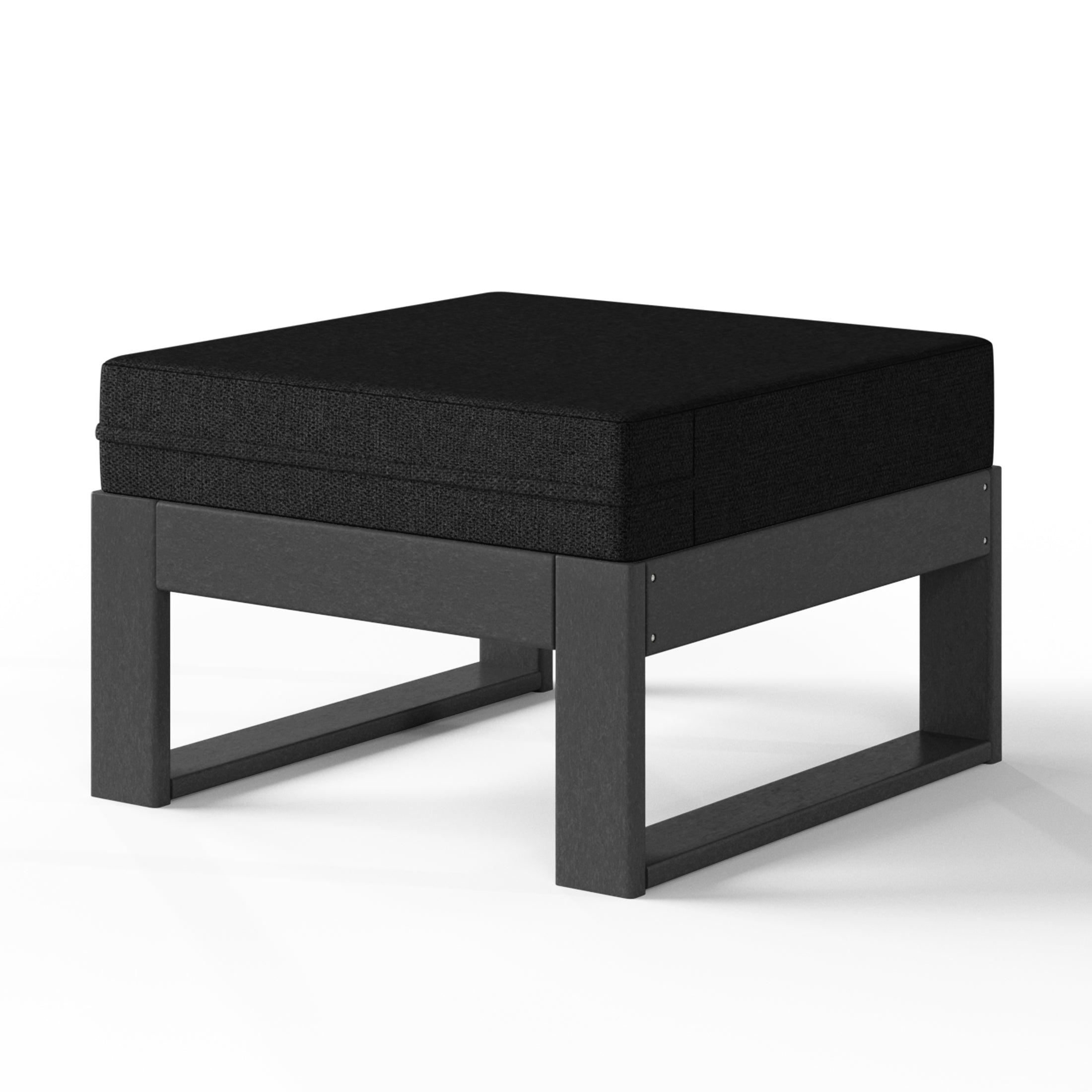 Montara Outdoor HDPE Patio Ottoman with Waterproof Olefin Cushions