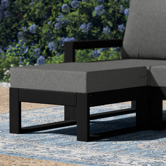 Montara Outdoor HDPE Patio Ottoman with Waterproof Olefin Cushions