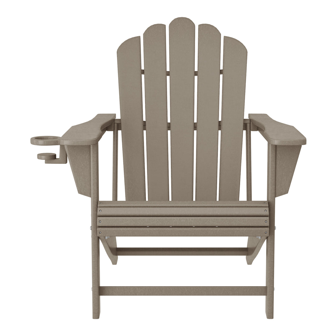 Highland Outdoor Patio HDPE Adirondack Chair With Cup Holder