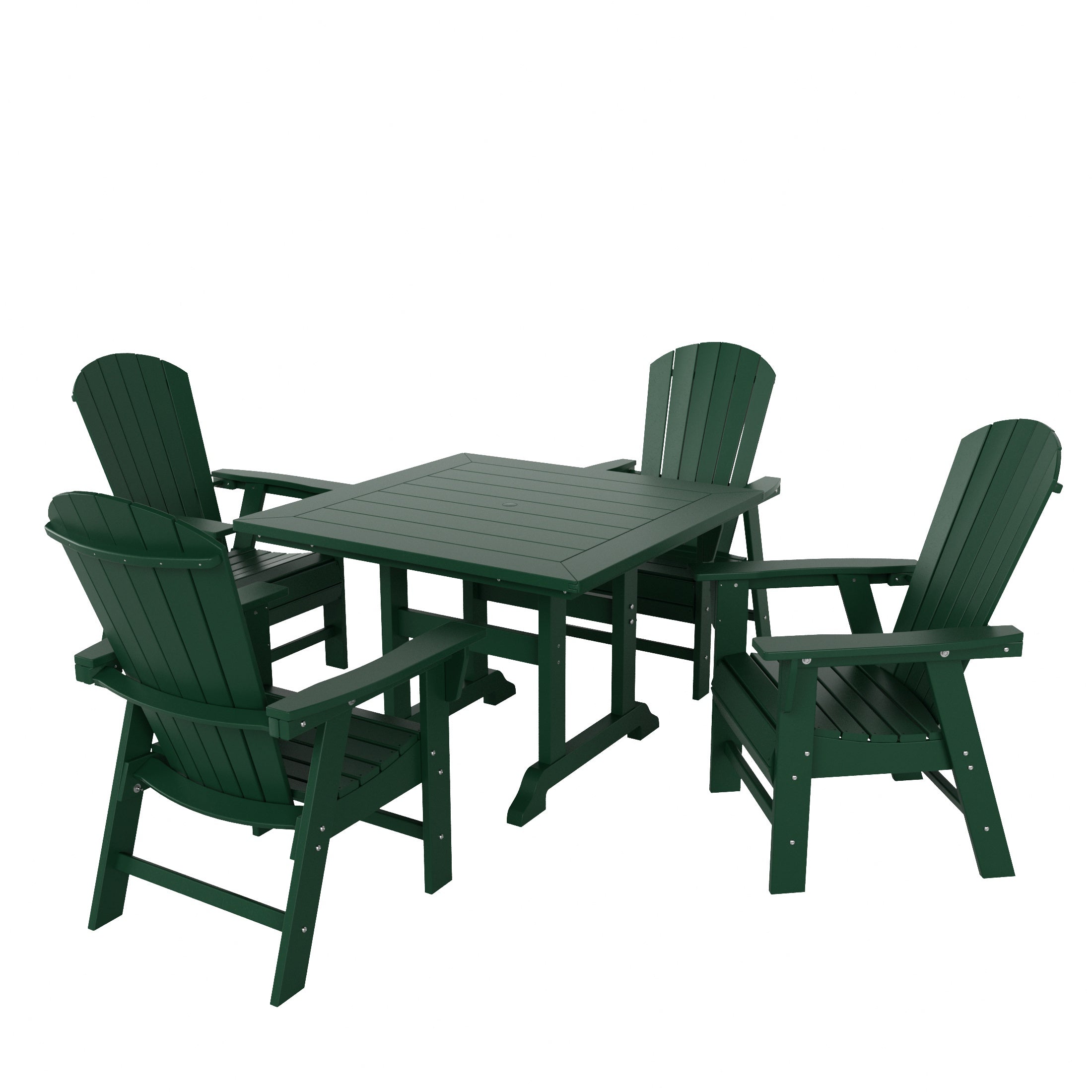 Dylan 5 Piece Outdoor Patio Dining Square Table and Shell Back Armchair Set