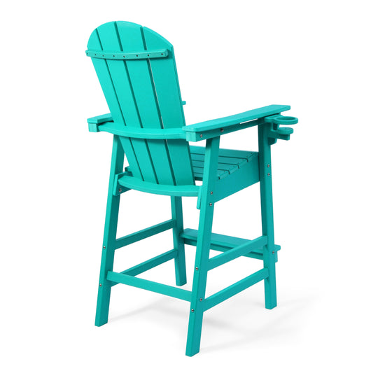 Malibu Outdoor HDPE Tall Adirondack Bar Height Chair With Cup Holder
