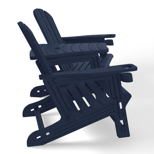 Azura Outdoor HDPE Adirondack Chairs With Connecting Table Tray (Set of 2)