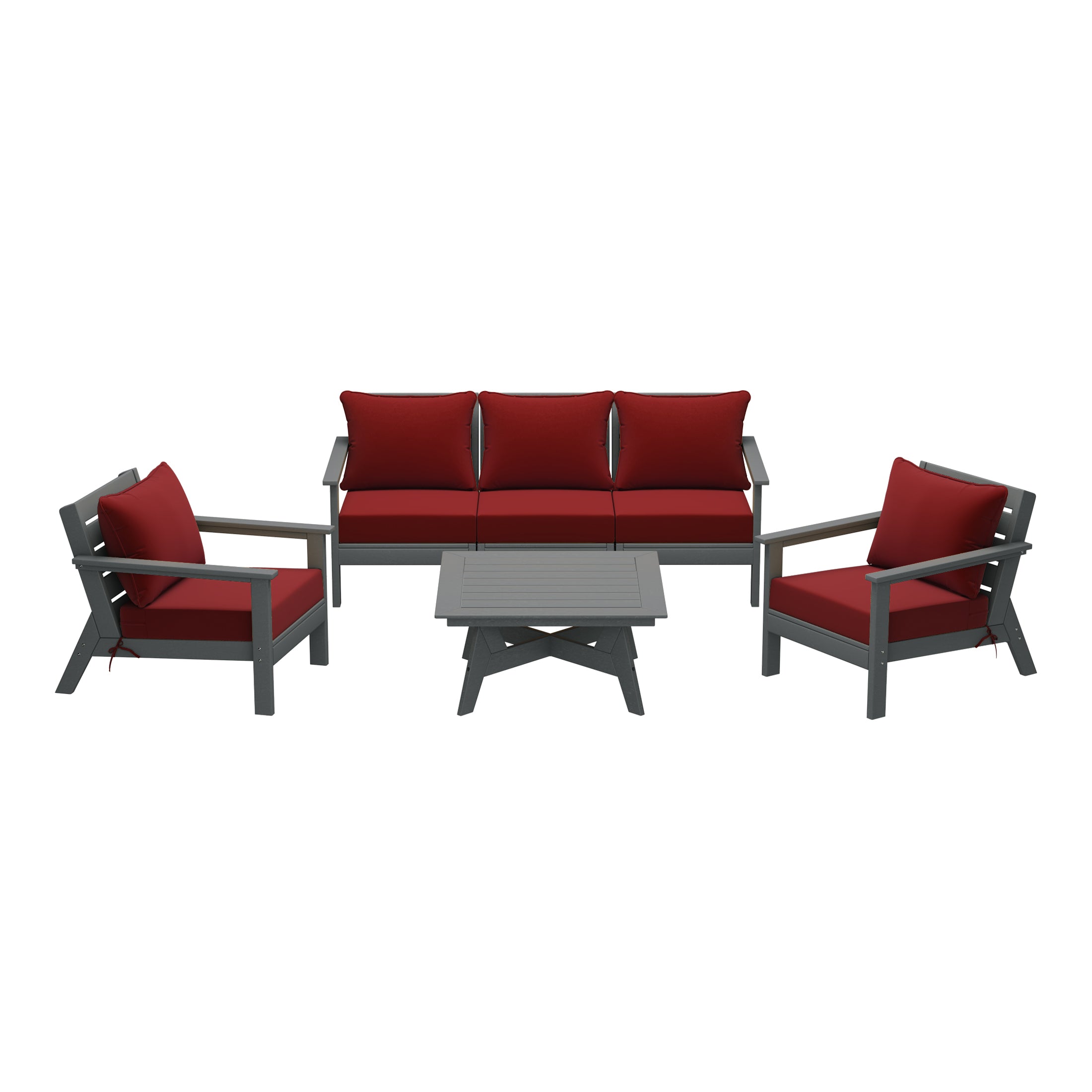 Avalon Outdoor 6-Piece Modular Sectional Patio Furniture Sofa Set in Gray Frame