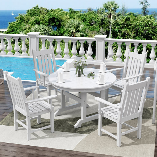 Malibu 5 Piece Outdoor Patio Dining Set Outdoor Round Table and Armchair Set