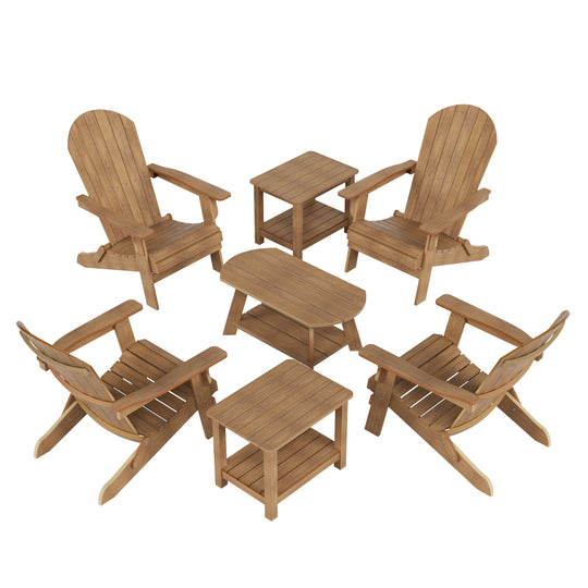 Tuscany 7-Piece HIPS Outdoor Poly Adirondack Seashell Conversation Lounge Set