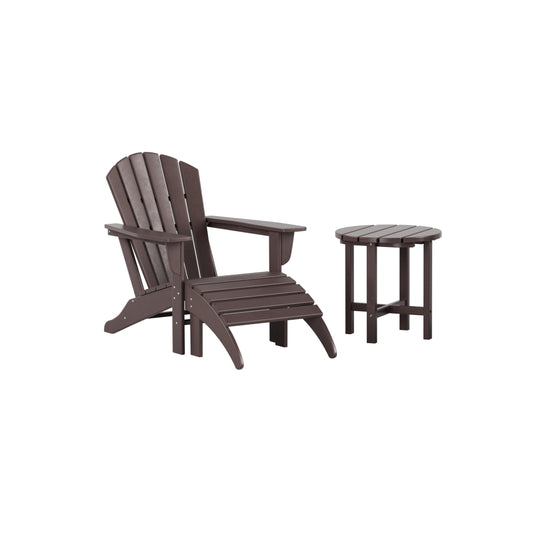 Dylan Outdoor Adirondack Chair With Ottoman And Side Table 3-Piece Set