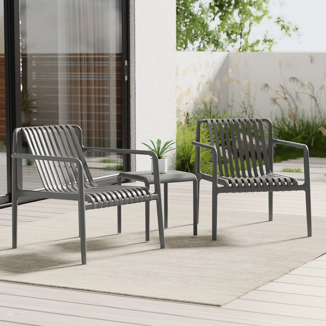 Playa Outdoor Modern Stackable Plastic Patio Club Armchairs (Set of 2)