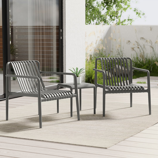 Playa Outdoor Modern Stackable Plastic Patio Club Armchairs (Set of 2)