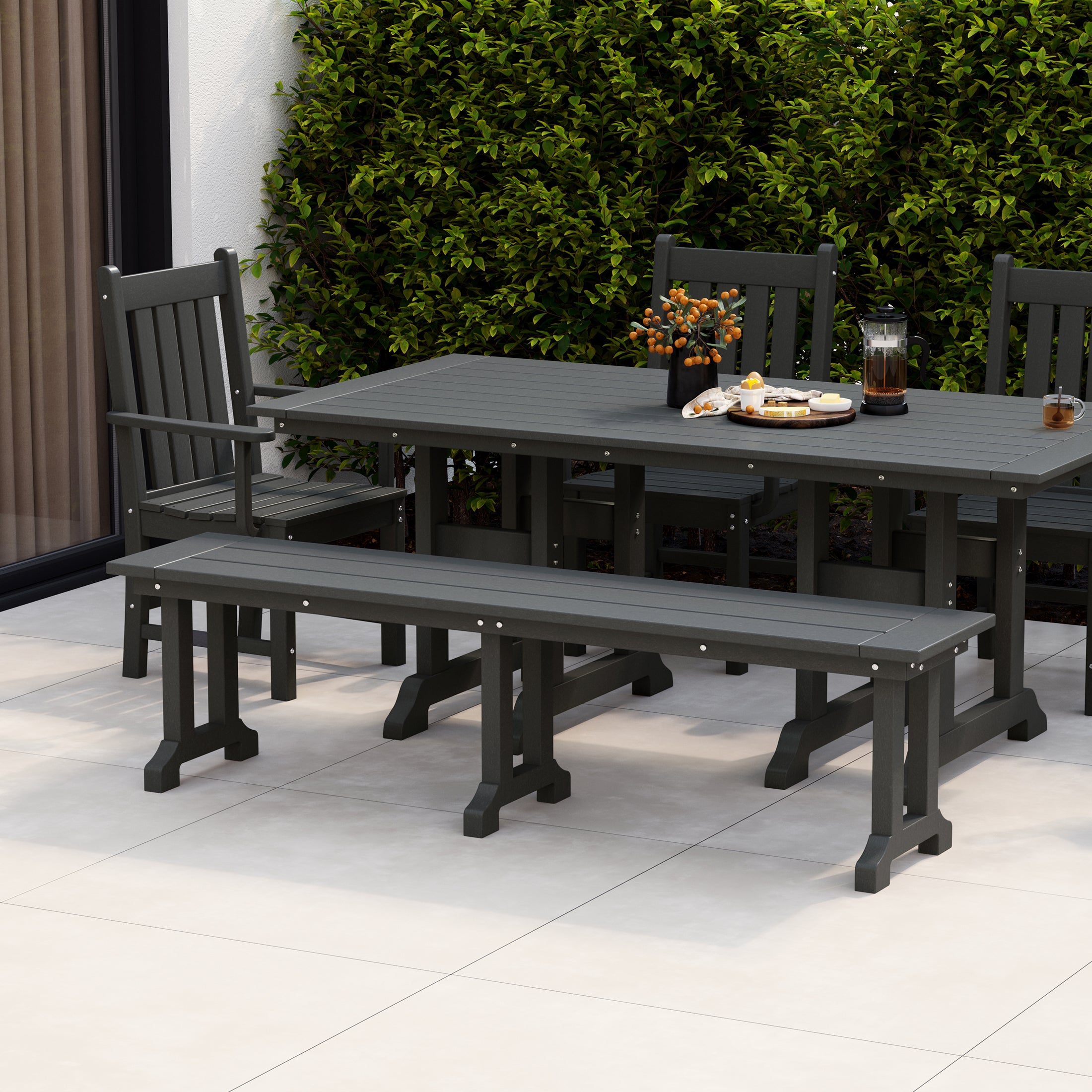 Malibu 65" Outdoor Patio Trestle Dining Bench