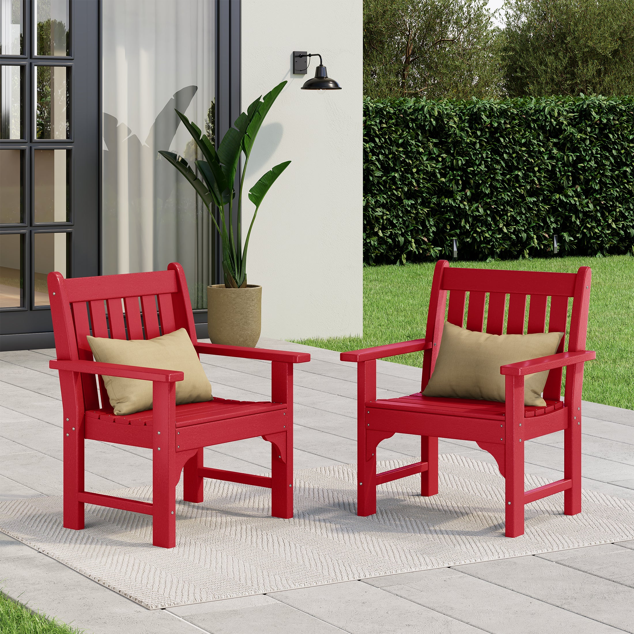 Malibu Outdoor Patio HDPE Adirondack Dining Arm Chairs (Set of 2)