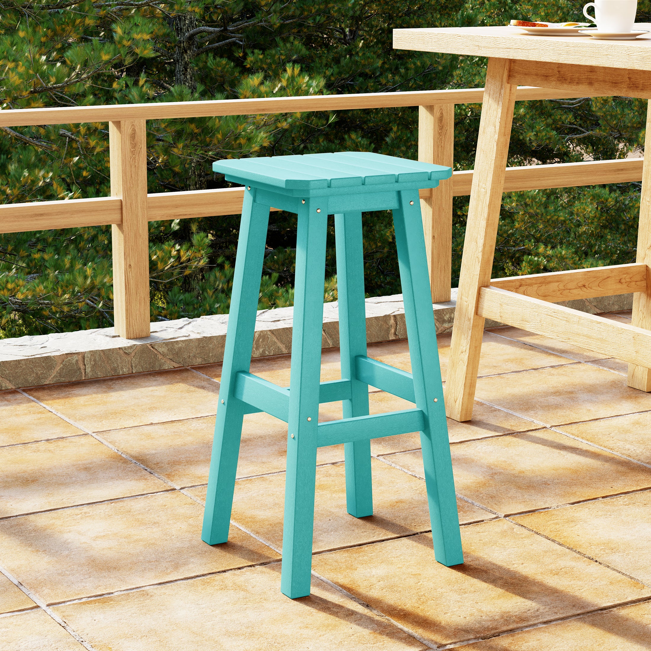 Malibu 29" HDPE Outdoor Patio Square Backless Bar Stool