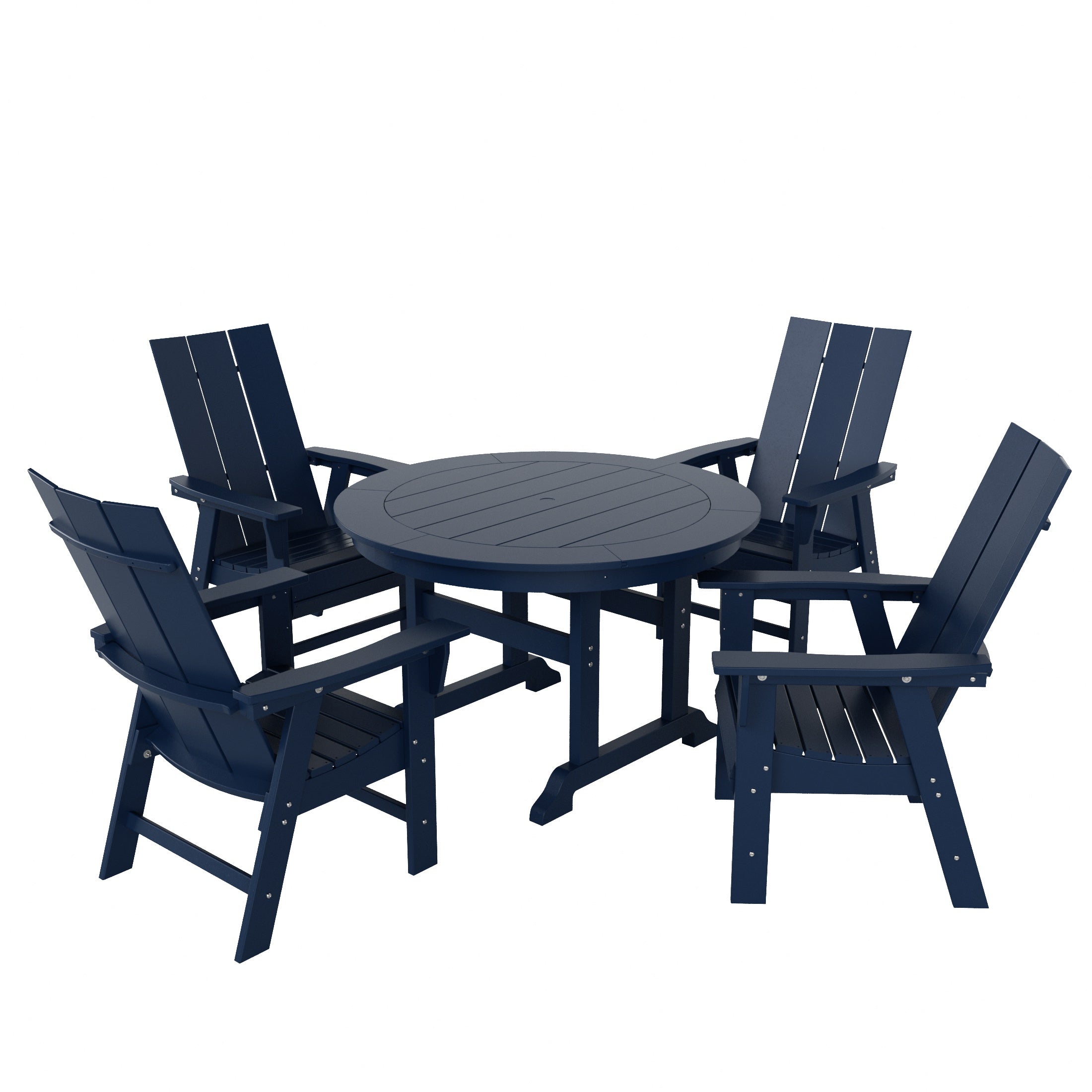 Ashore 5 Piece Outdoor Patio Dining Round Table and Modern Armchair Set
