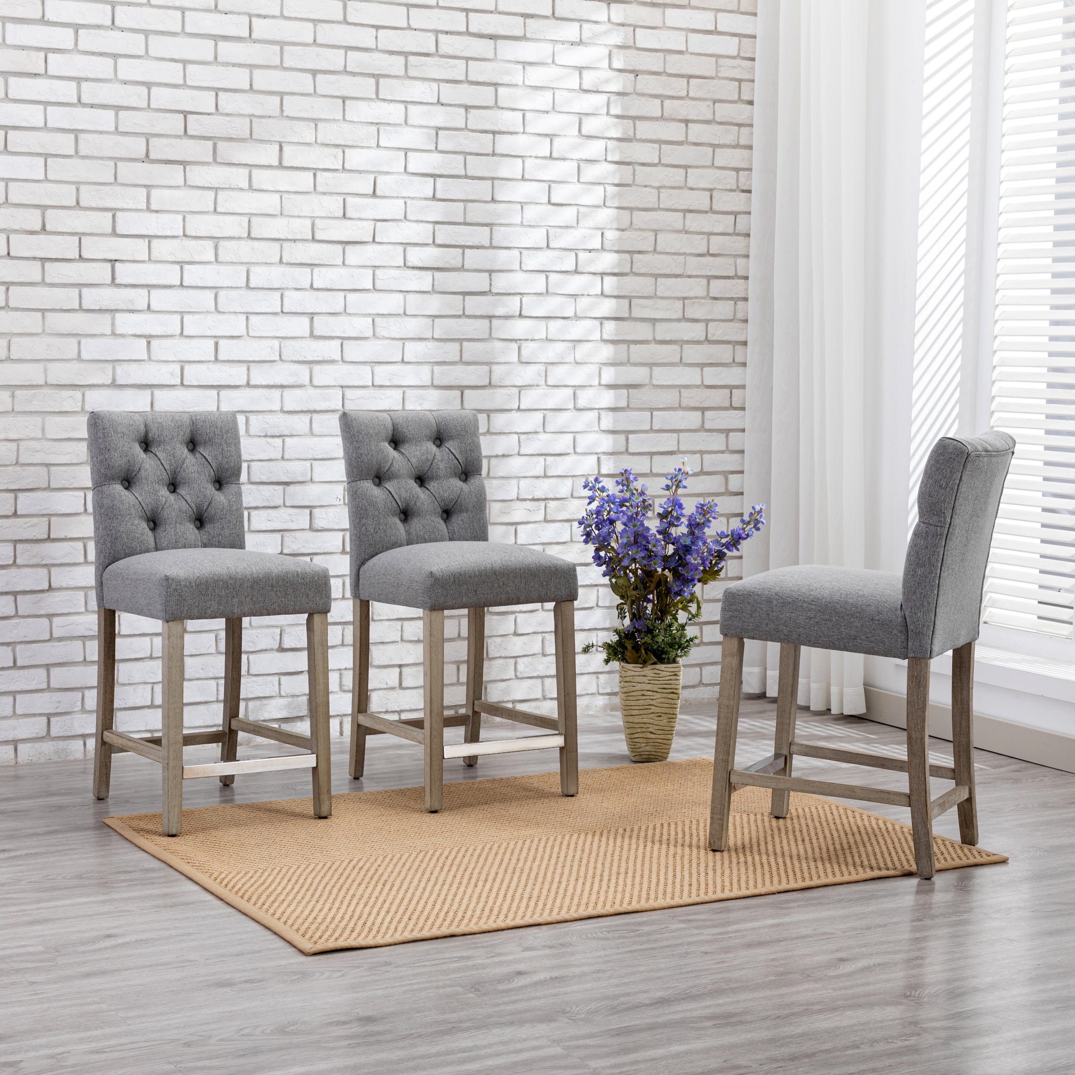 Gray tufted counter discount stools