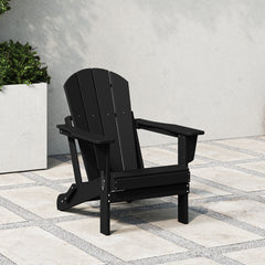 Malibu folding Adirondack chair in Black styled outdoors