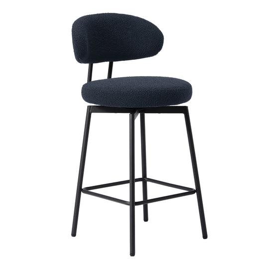 Alexandria Modern Upholstered Sherpa Fabric Counter Height Bar Stools with Back (Set of 2)