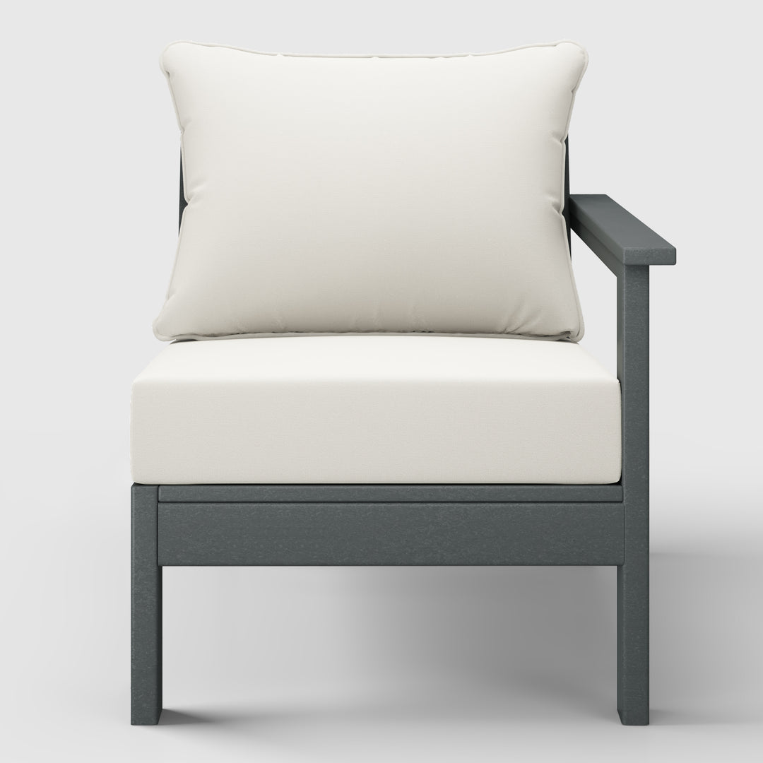 Avalon Outdoor Patio HDPE Right Arm Sectional Corner Club Chair with Patio Cushions