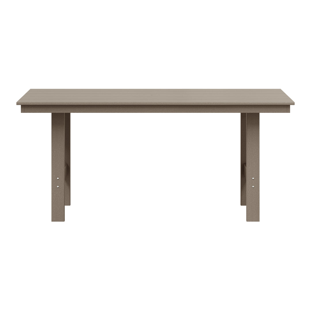 Ashore Outdoor Modern HDPE 66" Wide Rectangle Patio Dining Table for 6