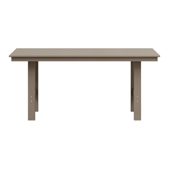 Ashore Outdoor Modern HDPE 66" Wide Rectangle Patio Dining Table for 6