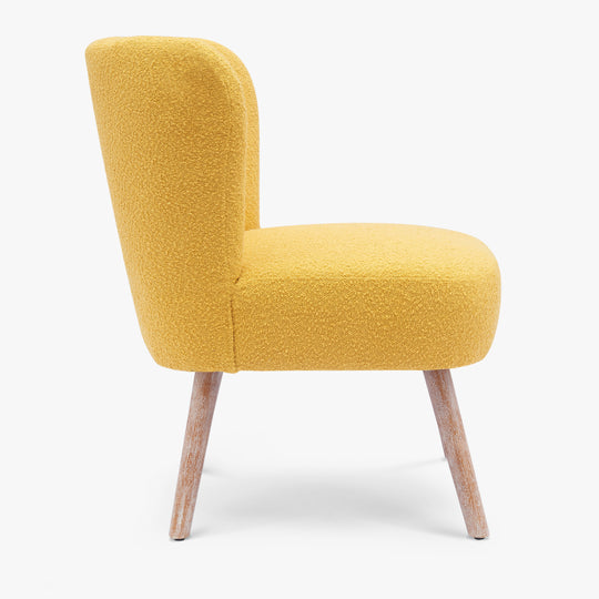 Genevieve Mid-Century Boucle Accent Chair with Ottoman Foot Stool Set