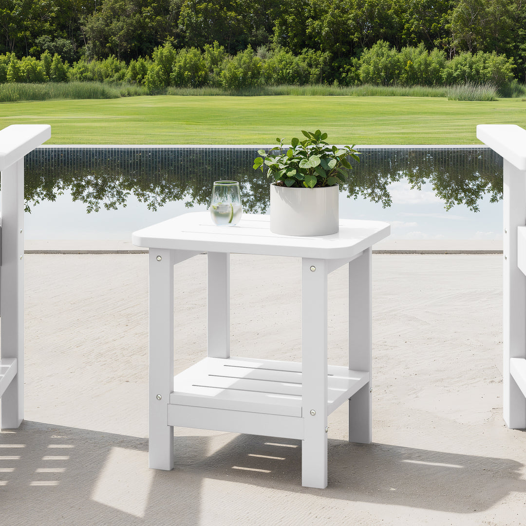 Aruba 2-Tier Outdoor HDPE Modern Adirondack Square Patio Side Table