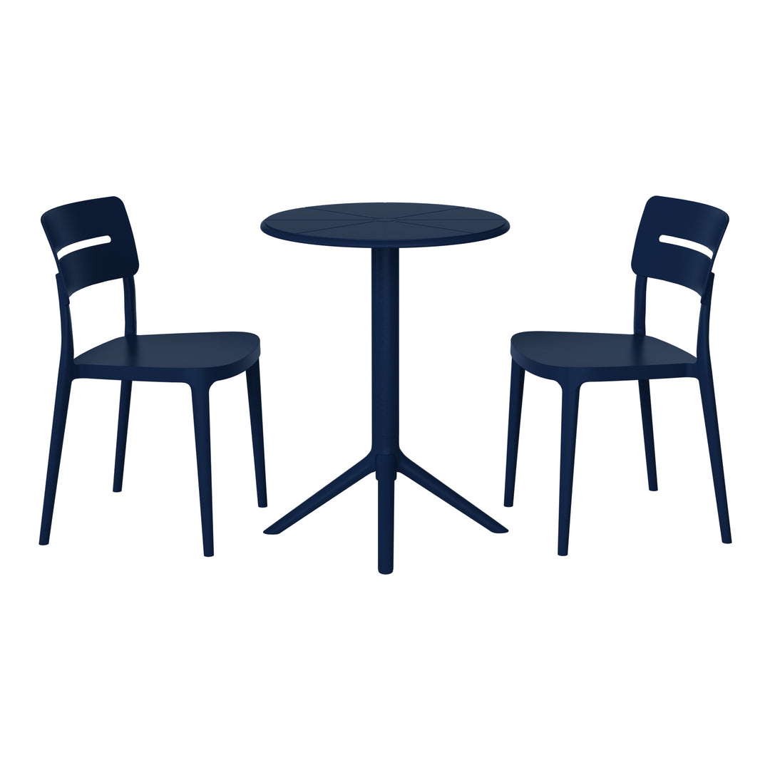 Playa 3-Piece Outdoor Resin Patio Bistro Set with Stackable Patio Dining Chairs
