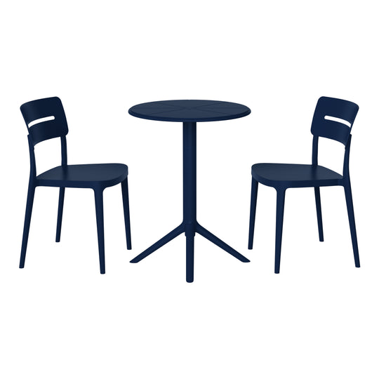 Playa 3-Piece Outdoor Resin Patio Bistro Set with Stackable Patio Dining Chairs