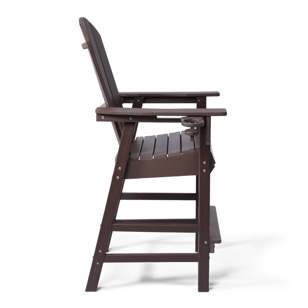 Malibu Outdoor HDPE Tall Adirondack Bar Height Chair With Cup Holder