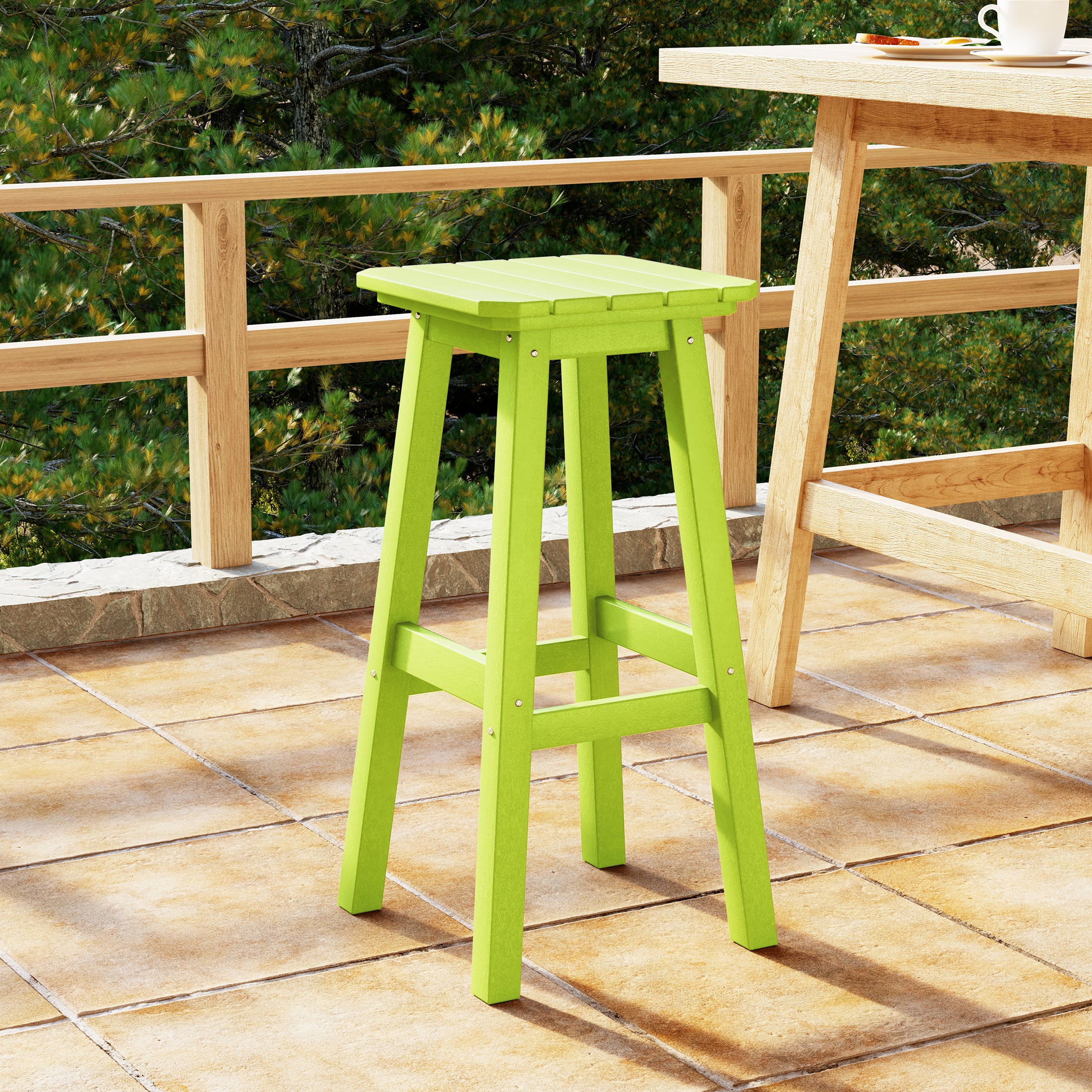 Malibu 29" HDPE Outdoor Patio Square Backless Bar Stool