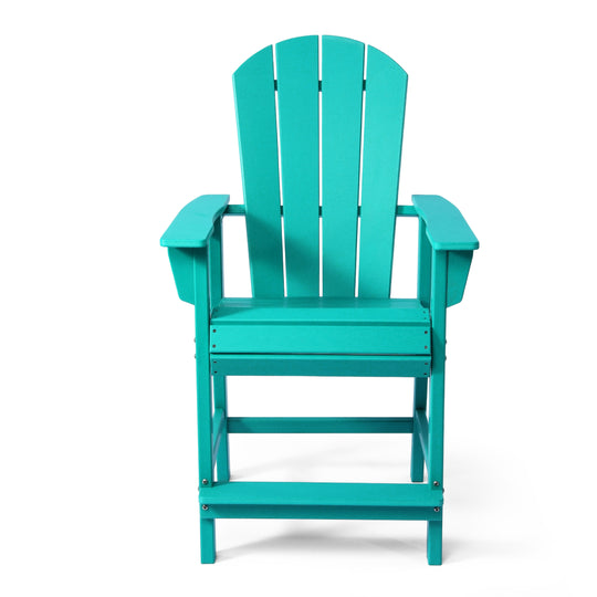 Malibu Outdoor HDPE  Tall Adirondack Counter Height Bar Chair With Cup Holder