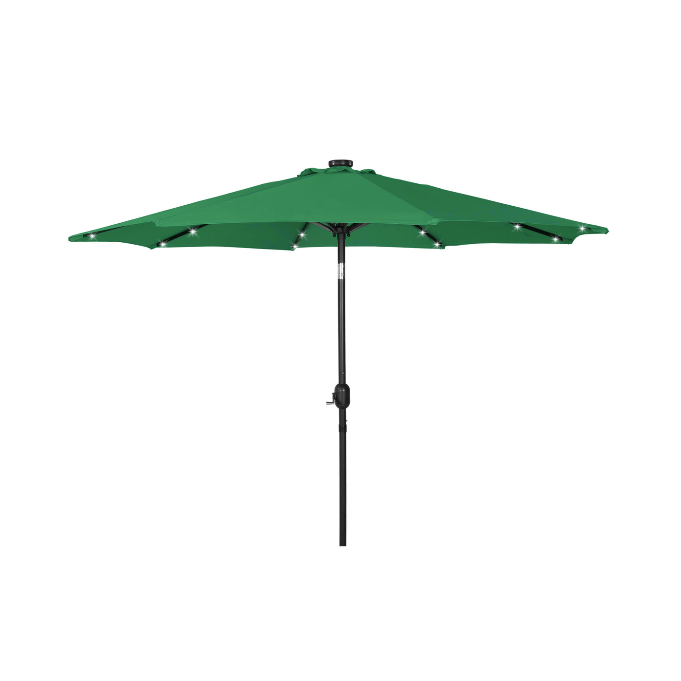 Cyrus 9 ft. Patio Solar Power LED Market Umbrella with Round Black Base