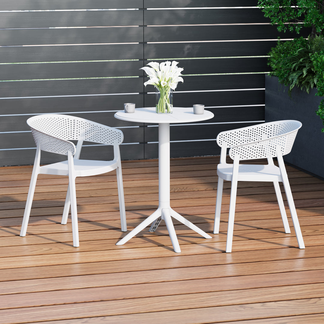 Playa 3-Piece Outdoor Resin Patio Bistro Table Set with Stackable Patio Dining Side Chairs