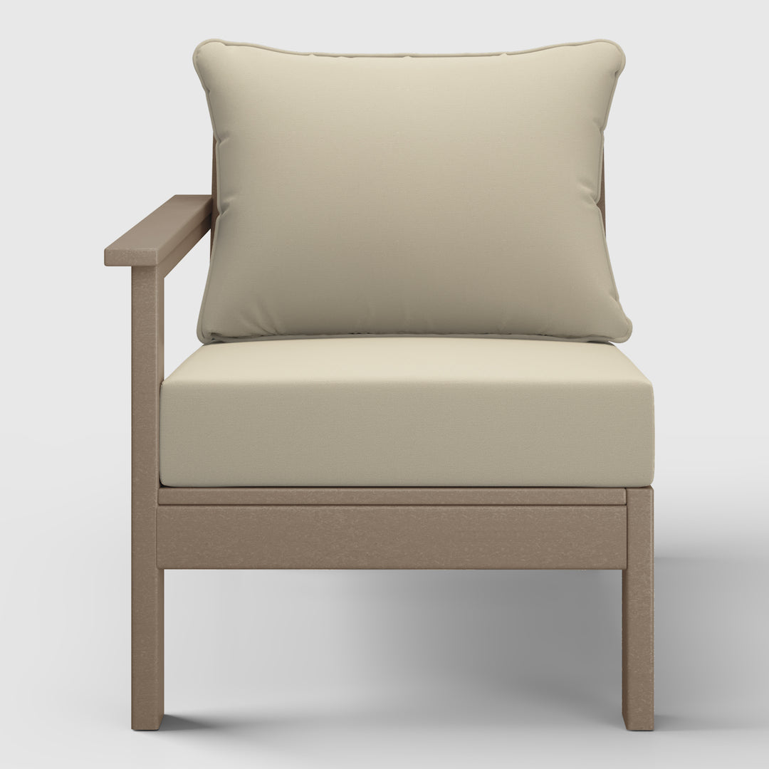 Avalon Outdoor Patio HDPE Left Arm Sectional Corner Club Chair with Patio Cushions