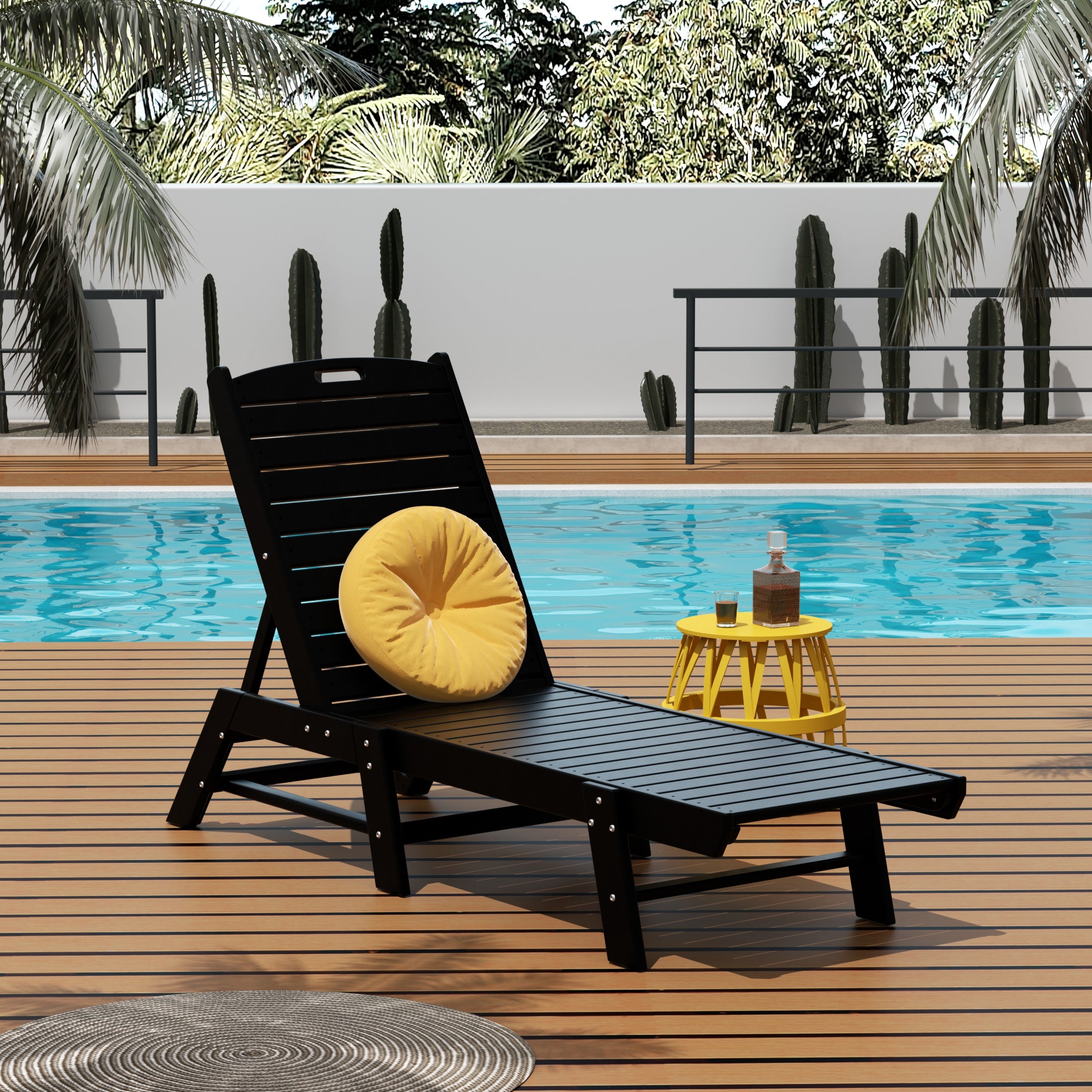 Malibu Poly Reclining Outdoor Patio Chaise Lounge Chair Adjustable