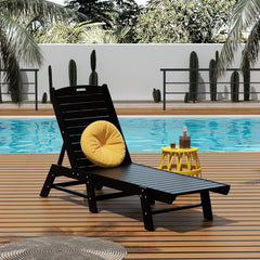 Malibu adjustable reclining chaise lounge in Black styled outdoors