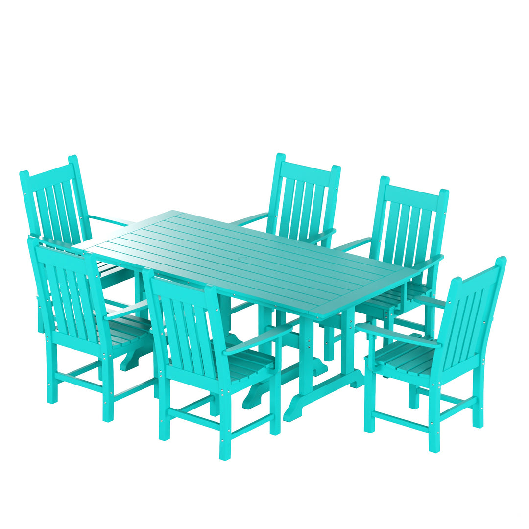 Malibu 7 Piece Outdoor Patio Dining Set Outdoor Table and Armchair Set