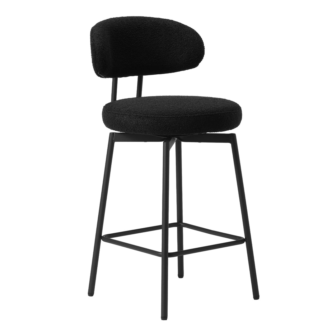 Alexandria Modern Upholstered Sherpa Fabric Counter Height Bar Stools with Back (Set of 2)