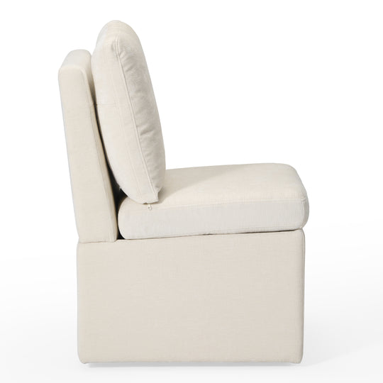 Soho Modern Upholstered Chenille Armless Dining Chairs With Casters (Set of 2)