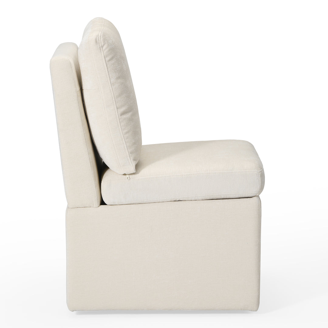 Soho Modern Upholstered Chenille Armless Dining Chairs With Casters